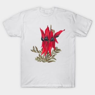 Australian Flora ~ Hand Painted Sturt's Dessert Pea T-Shirt